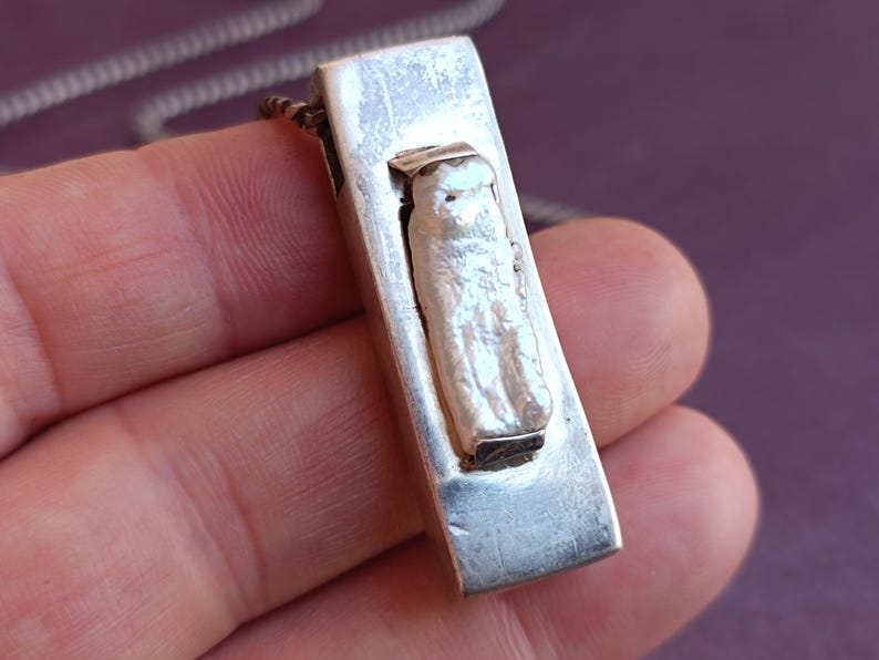 925 Silver Mother Of Pearl Pendant With Necklace, Silver Pendant, Italian Silver Jewellery, Antique Pendant, Vintage Pendant, Italy image 9