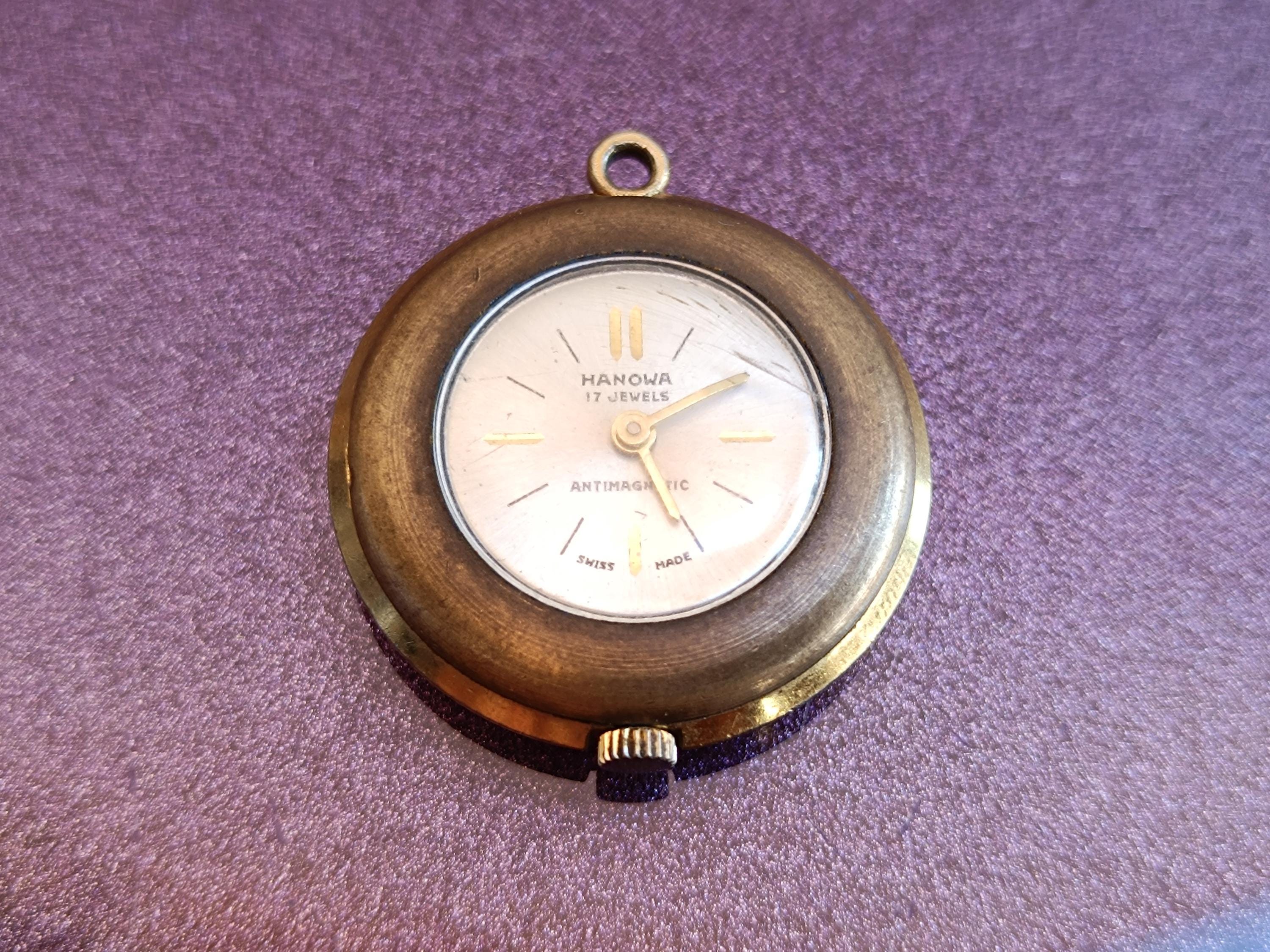 1970s HANOWA 17 Jewels Antimagnetic Swiss Pocket Mechanical Watch