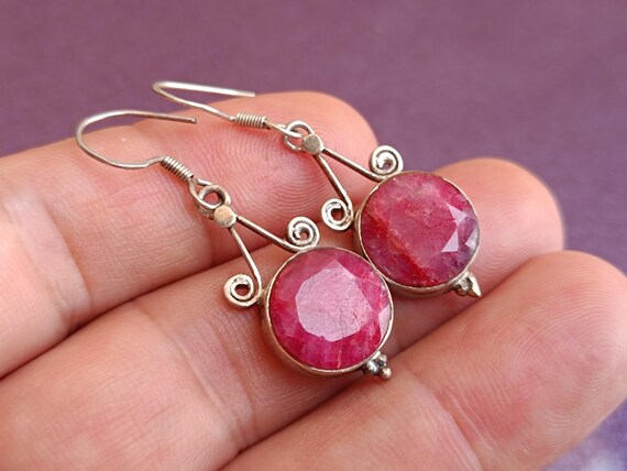 Ruby 925 Silver Earrings, Ruby Silver Earrings, S… - image 7