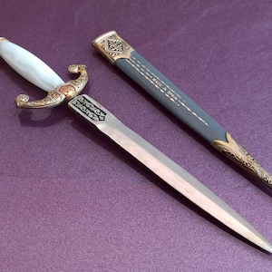 ABRIDOR DE CARTAS Toledo, Espada Abridor de Cartas en Vaina, Abridor de Cartas de Bronce, Abridor de Cartas Vintage Relleno de Oro, Toledo Damasquinado Antiguo