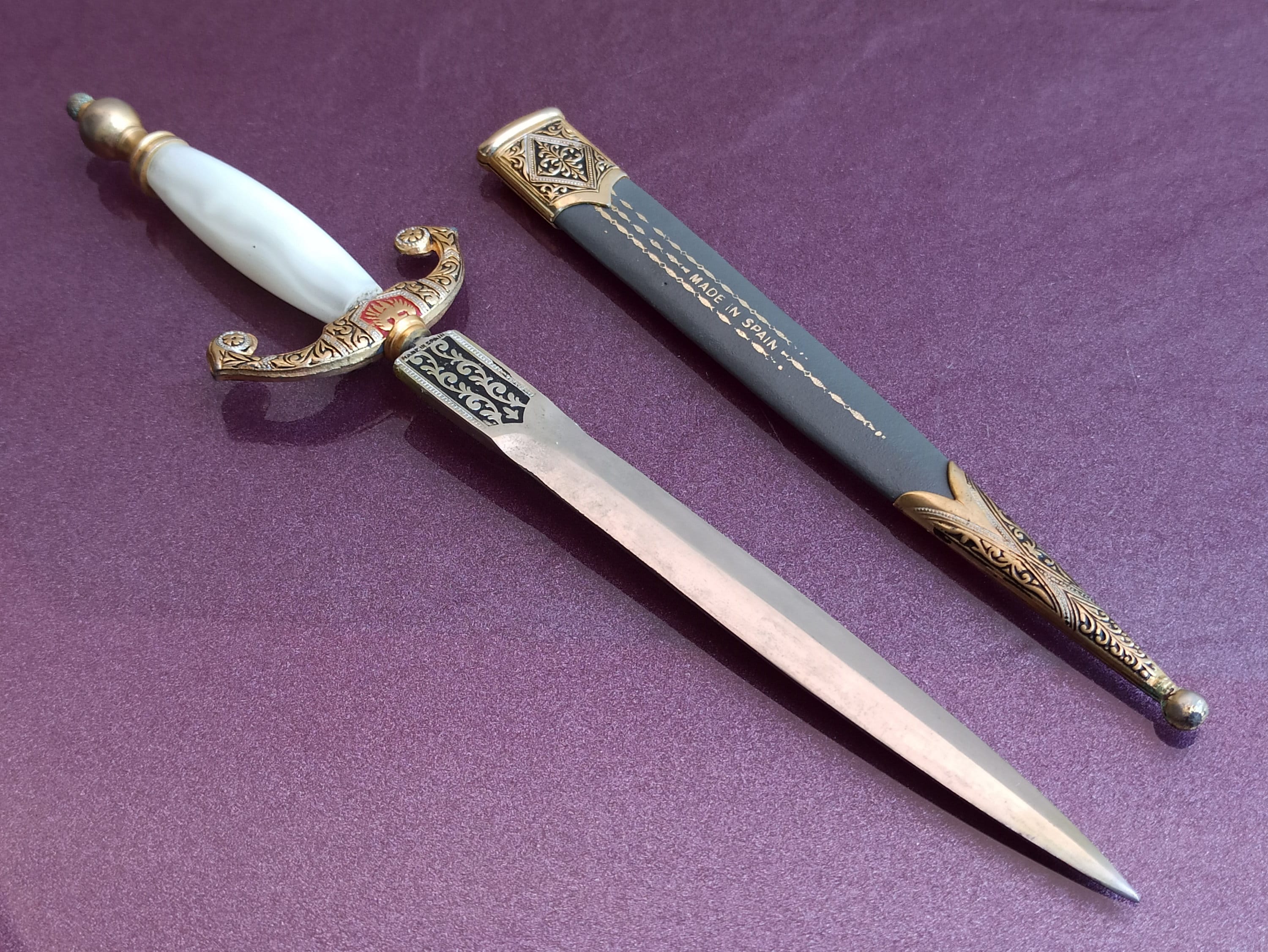 Toledo LETTER OPENER, Letter Opener Sword in Scabbard, Bronze