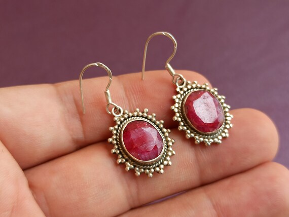 Ruby 925 Silver Earrings, Ruby Silver Earrings, S… - image 5