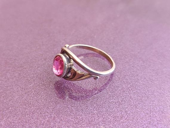 875 Silver Soviet Ruby Ring, Red Ruby Silver Ring… - image 14