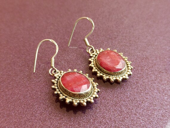 Ruby 925 Silver Earrings, Ruby Silver Earrings, S… - image 8