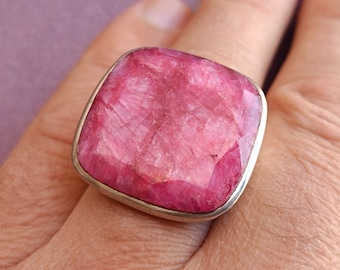 Ruby 925 Silver Ring, Ruby Silver Ring Silver, Silver Ruby Ring, Vintage Ring, Antique Silver Ring, Retro Ring, Vintage Ruby Ring