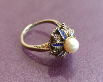 Majorica Pearl Ring, Gold And Silver Ring, Designer Pearl Silver Ring, Pearl Silver Ring, Majorica Pearl Ring, Wedding Gift, Mallorca Pearl