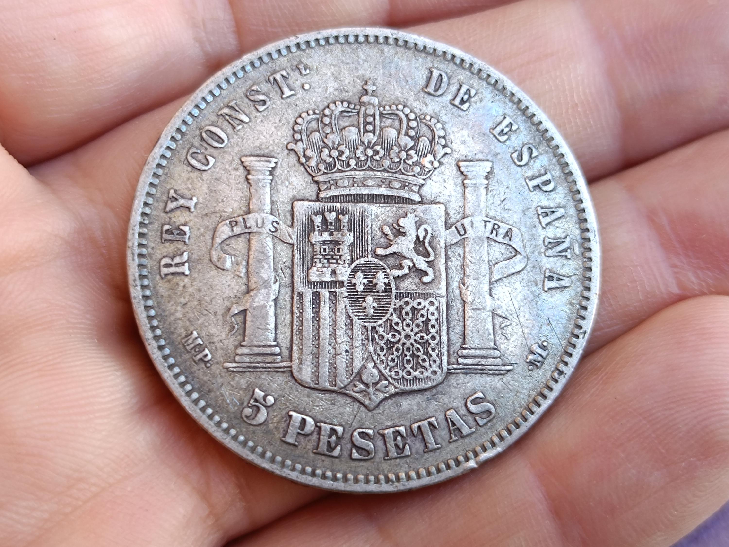 Pièce Argent 5 Pesetas 1888 Alfonso XIII - Espagne - Argent 24,68 G - Pour Collection
