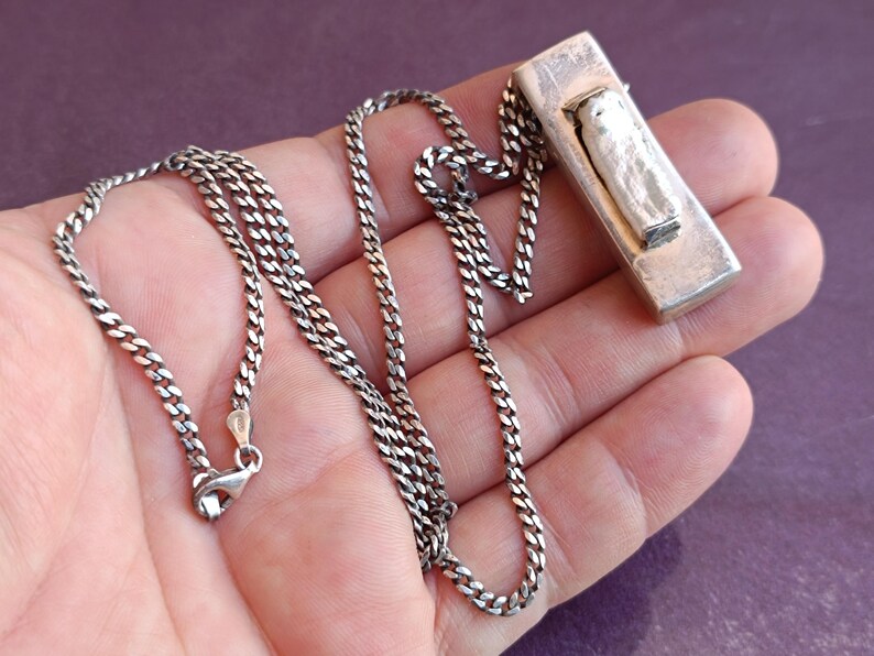 925 Silver Mother Of Pearl Pendant With Necklace, Silver Pendant, Italian Silver Jewellery, Antique Pendant, Vintage Pendant, Italy image 8