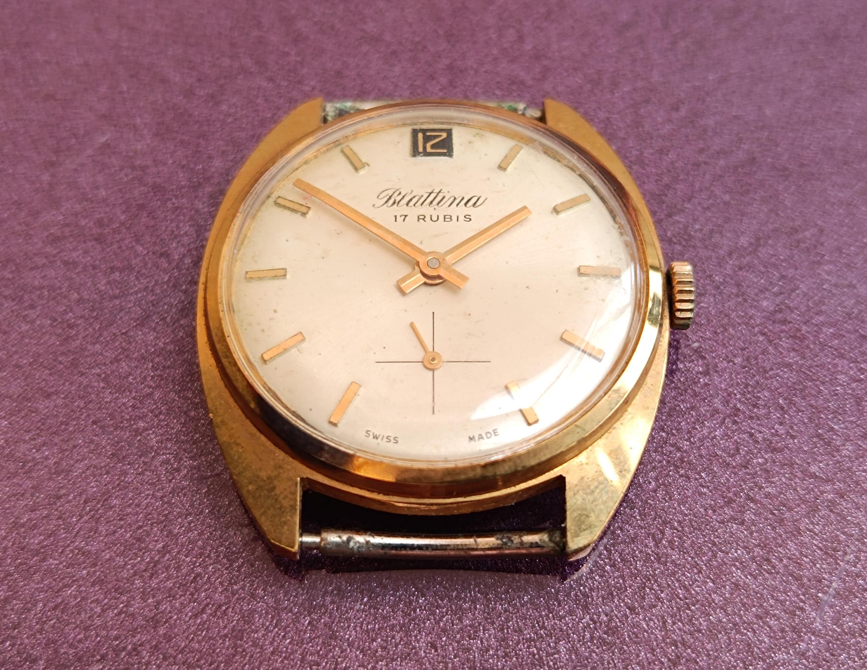 1950 BLATTINA 17 Rubis Plaque G10 Swiss Mechanical Watch, Gold