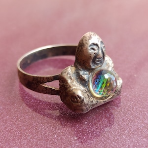 925 Silver Swarovski Buddha, Biddhism Ring, Feng Fui Ring, Swarovski Jewelry, Retro Biddhism Ring, Swarovski Ring, Swarovski Silver Jewelry