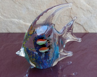 MURANO Glass Fish Figurine, Talisman Figurine, Vintage Fish Figurine, Glass Fish Figure, Fish Statuette, Murano Glass, Fish Figure