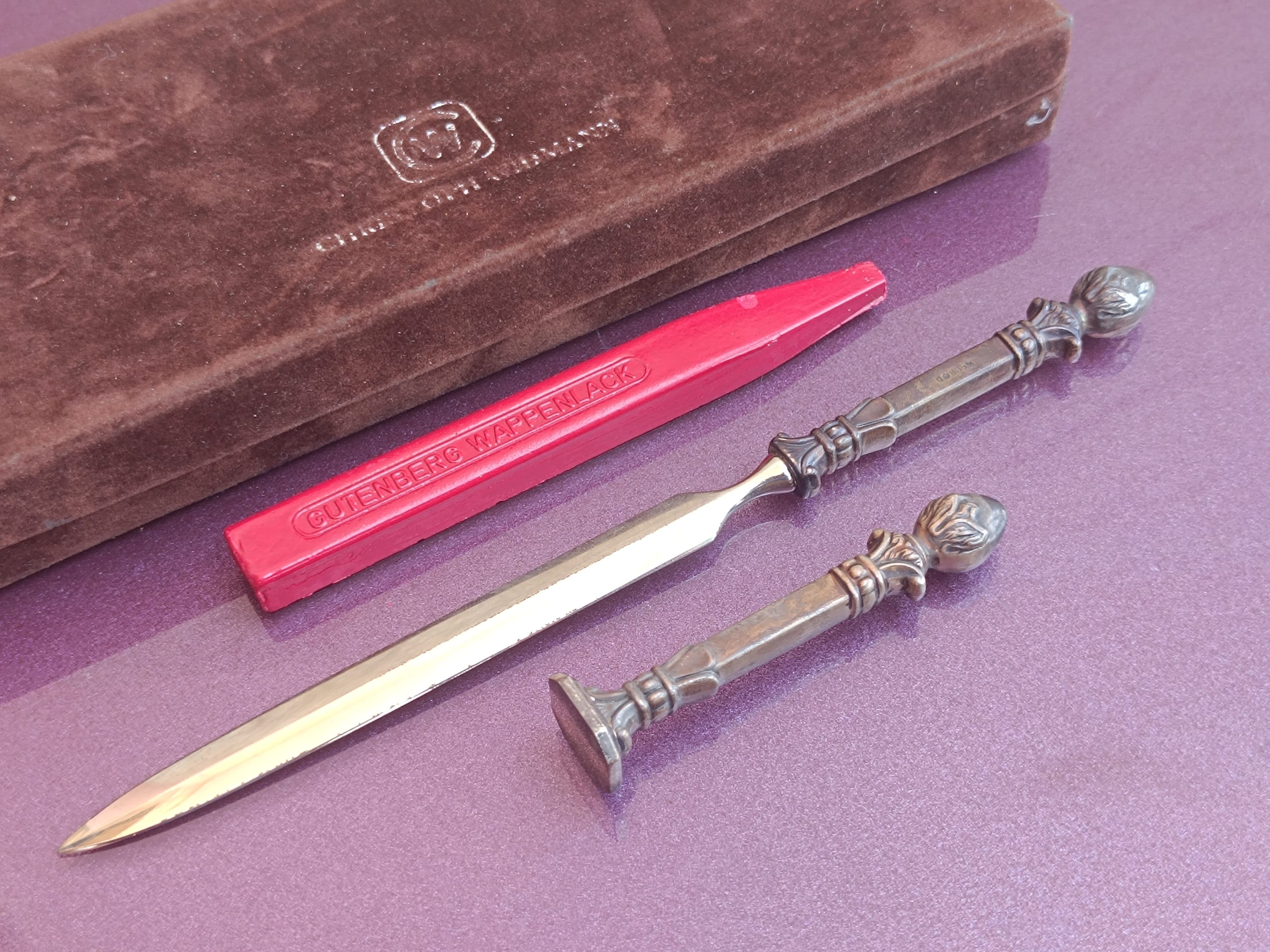 835 Silver Christoph Widmann Gutenberg Wappenlack Letter Opener