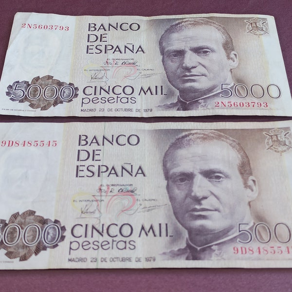 5000 Pesetas Spain: 1 X 5000 Spain Pesetas circulated replacement banknote Gesara Nesara Global Currency Reset Revaluation