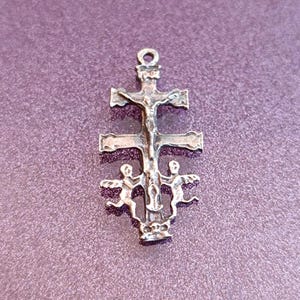 1950s Caravaca Silver Handmade Cross Pendant, Caravaca De La Cruz, Vera Cruz, Santísima Vera Cruz, Religious Cross Catholic Crucifix, Angels