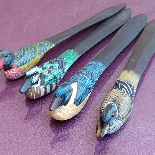 1970s Duck LETTER OPENER, Letter Opener, Wooden Letter Opener, Vintage Wooden Letter Opener, Birds Collection, Duck Collection, Wooden Duck