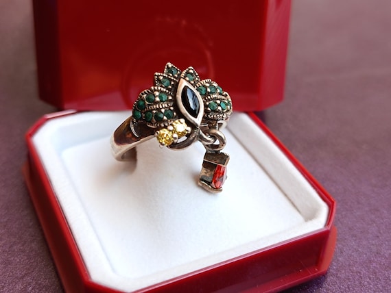 925 Silver Multistones Ring, 925 Silver Ring, Cit… - image 9