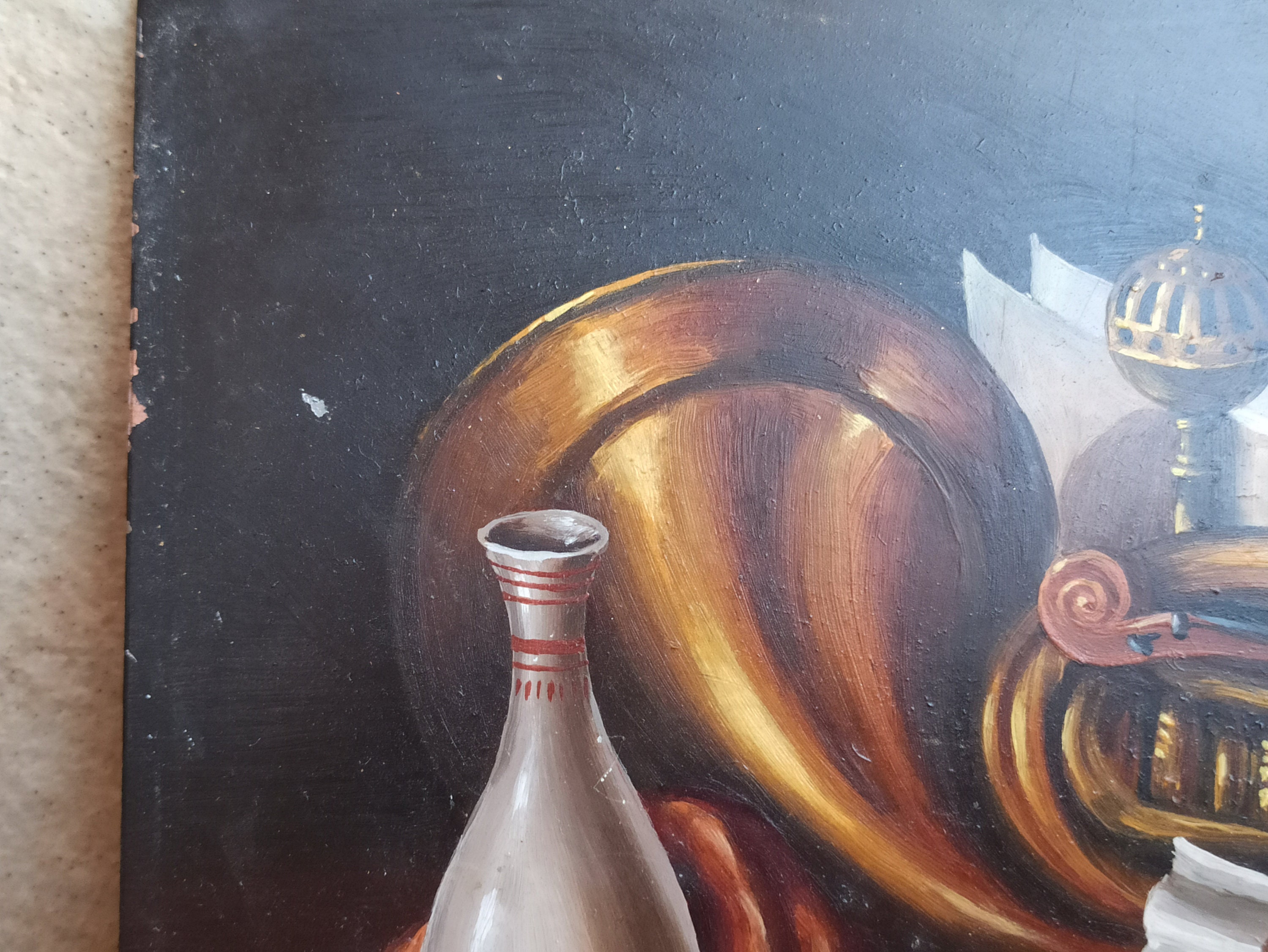 油絵？アンティーク絵画ヴァイオリン