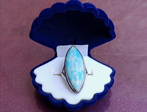 925 Silver Larimar Ring, Larimar Ring, Vintage La… - image 1