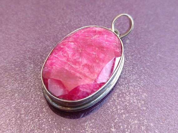 925 Silver Ruby Pendant, Vintage Ruby Pendant, Re… - image 4