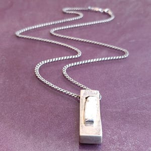 925 Silver Mother Of Pearl Pendant With Necklace, Silver Pendant, Italian Silver Jewellery, Antique Pendant, Vintage Pendant, Italy image 1
