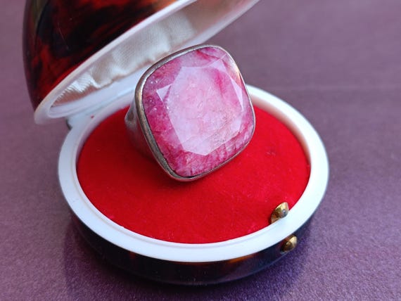 Large Ruby Ring, 925 Sterling Silver, Silver Ruby… - image 3