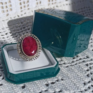 Ruby Silver Ring, 925 Sterling Silver, Silver Ruby Ring, Vintage Ring, Antique Silver Ring, Retro Ring, Vintage Ruby Ring