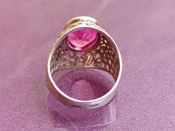 875 Silver Ruby Ring, USSR Red Ruby Silver Ring, … - image 7