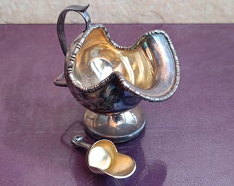 Azucarero plateado con cuchara, azucarero plateado, azucarero, hermoso azucarero, azucarero con cuchara