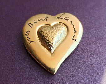 Yves Saint Laurent, YSL Gold Filled Brooch, Vintage Brooch, Retro Brooch, Gold Plated Jewelery, Limited Edition, YSL Brooch, Heart Brooch