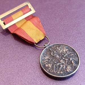 1940s Our Lady Pilar Silver Medal, Antique Religious Lady Pilar Medal, Religious Medal Lady Pilar, Zaragosa, Icon, Lady Pilar Silver Medal