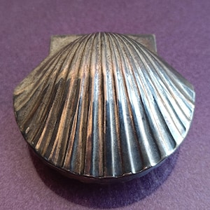 1980s Silver Plated Shell Pill Box, Santiago de Compostela, Vintage Pill Case, Pill Case, Pill Organizer, Pill Case Gift, Pill Box For Purse