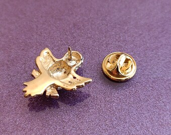 Broche Oiseau Bicolore Plaquée Or 18 Carats - Poinçonnée, Occasion Bon état
