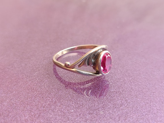 875 Silver Soviet Ruby Ring, Red Ruby Silver Ring… - image 7