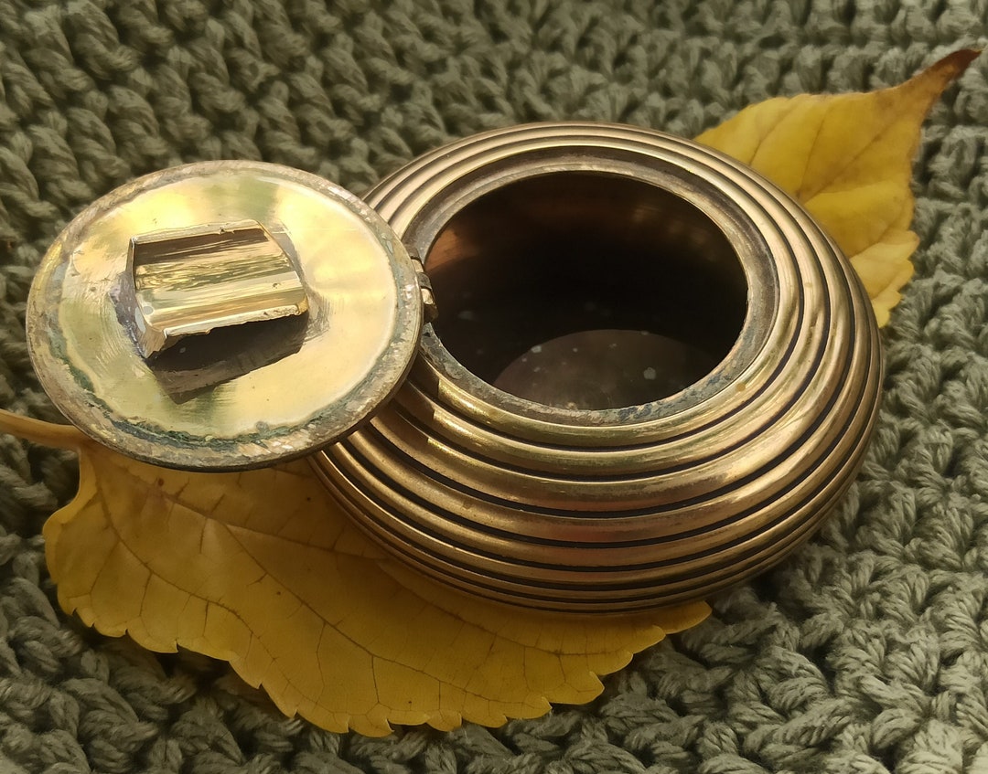 Antique Bronze Ashtray, Bronze Ashtray With Opening Lid, Vintage