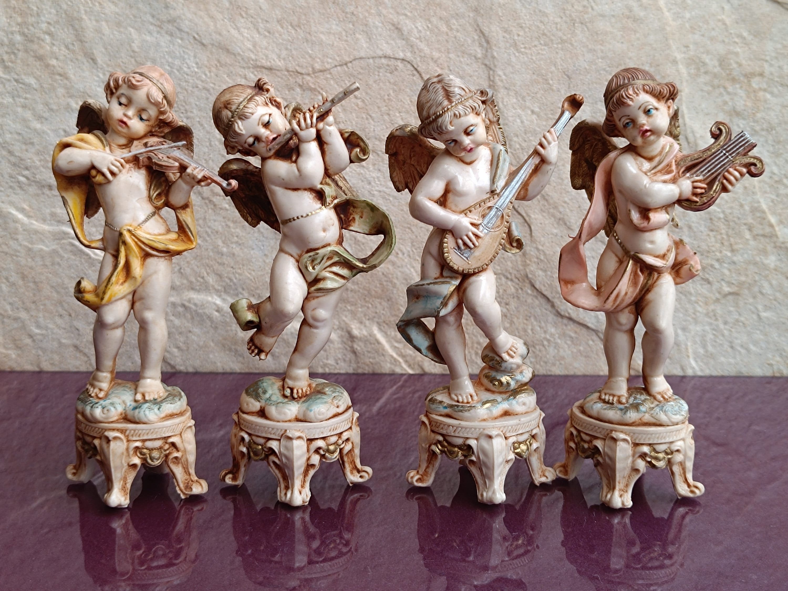 アンティーク 天使 置物 インテリア イタリア製 DEPOSE ITALY Depose Italy Set of Four Concert Angels, Depose Cherub, Angel