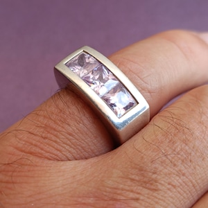 Amethyst 925 Silver Ring, Vintage Ring, Purple Crystal Ring, 925 Silver Ring, Silver Retro Ring, Ring With Gemstones, Antique Ring