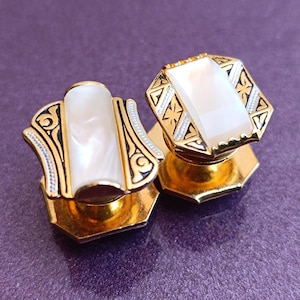 1960s Gold Filled Toledo Damascene Cufflinks, Antique Toledo Cuff Links, Vintage Cufflinks, Antique Cuff Links, Gentleman&#39;s Gift, Damascene