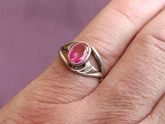 875 Silver Soviet Ruby Ring, Red Ruby Silver Ring… - image 16
