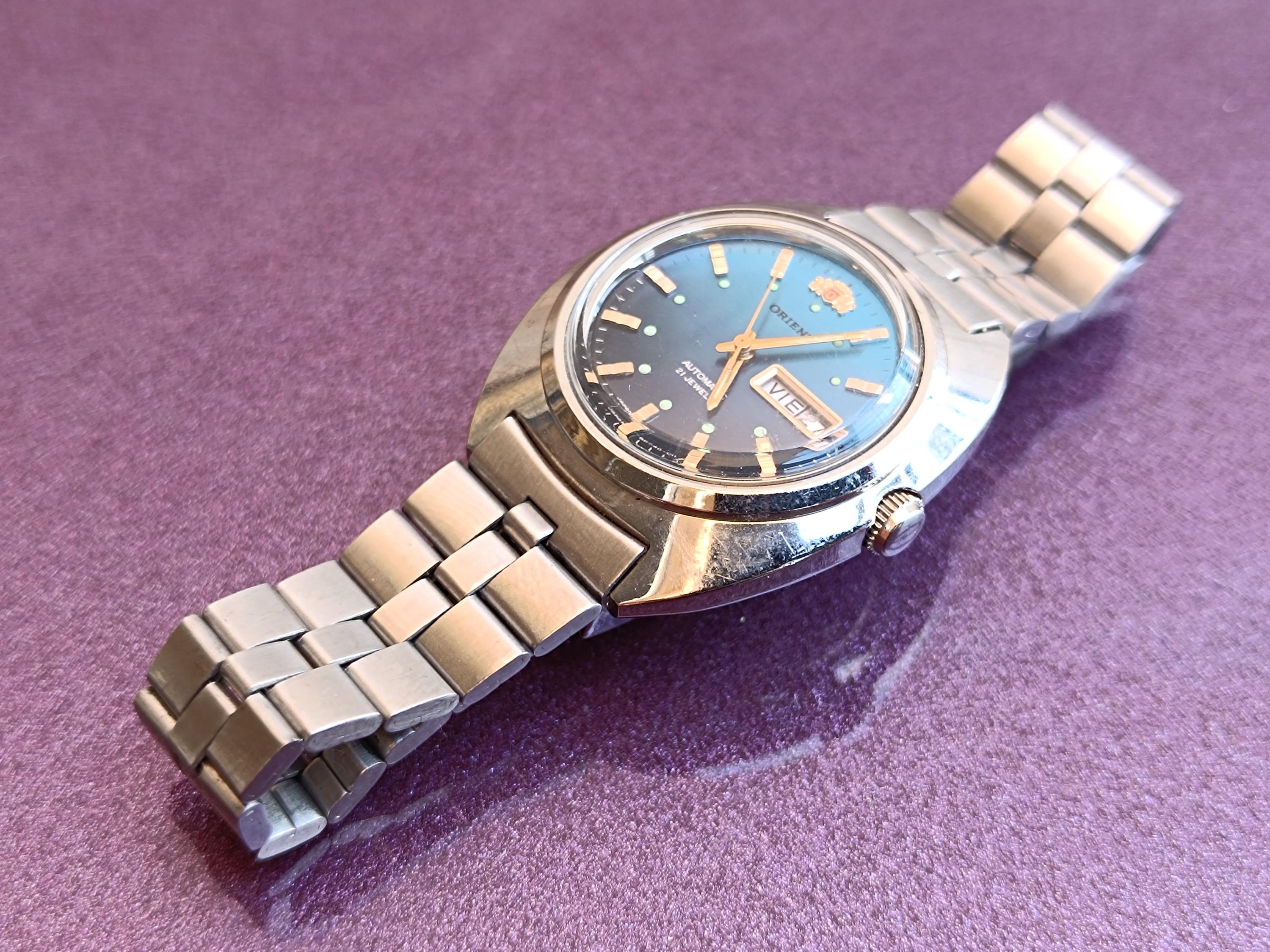 1980年代 ORIENT 21 Jewels 自動巻き時計、ヴィンテージ機械式時計 