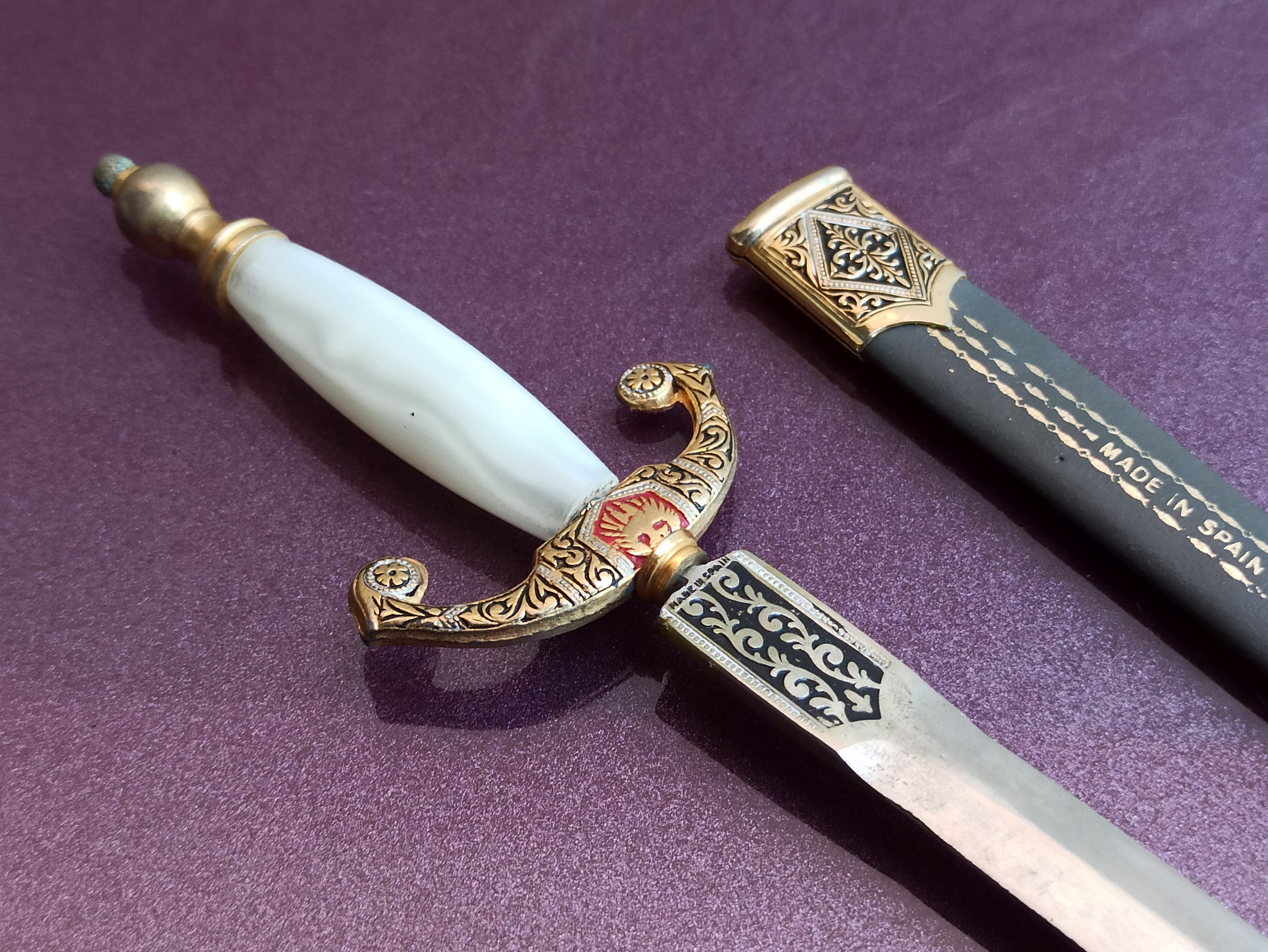 Toledo LETTER OPENER, Letter Opener Sword in Scabbard, Bronze