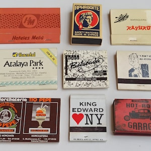 Set of 9 MATCHBOX 1980, Antique Matches, Various Design, Made in Spain, Antique Style, Old Matches, Match Holder, Vintage Matches