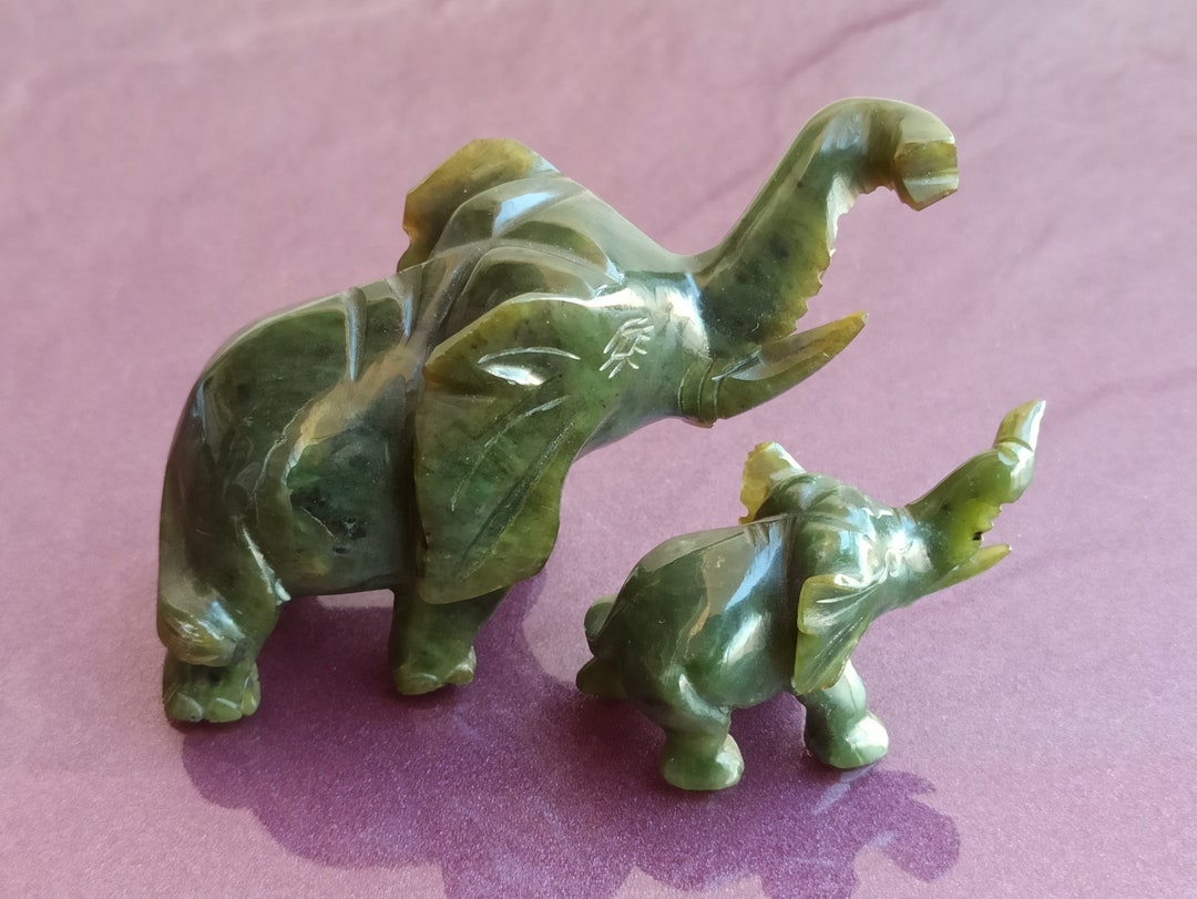Genuine Jade Elephants Genuine Jade Elephant Jade Statue Etsy