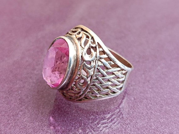 875 Silver Ruby Ring, USSR Red Ruby Silver Ring, … - image 5