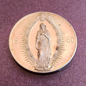 1978 Notre Dame De Geneve Silver Coin, Saint Medal, Religious Coin, Silver Coin, Vintage Religious Coin, Silver Saint Medal
