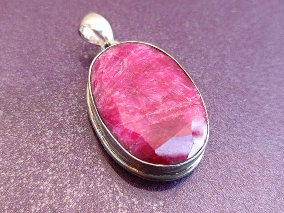 925 Silver Ruby Pendant, Vintage Ruby Pendant, Re… - image 11
