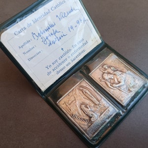 Icona d'argento tascabile, Carta d'identità cattolica, Icona di Lourdes, Icona di San Jose, San Giuseppe, Icona religiosa, Ciondolo Santeria, Lourdes d'argento