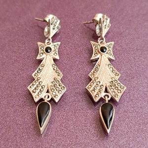 925 Silver Black Onyx Earrings, Vintage Silver Earrings, Onyx Silver Earrings, Silver Earrings, Stone Onyx, Wish Stone, Healing Crystal