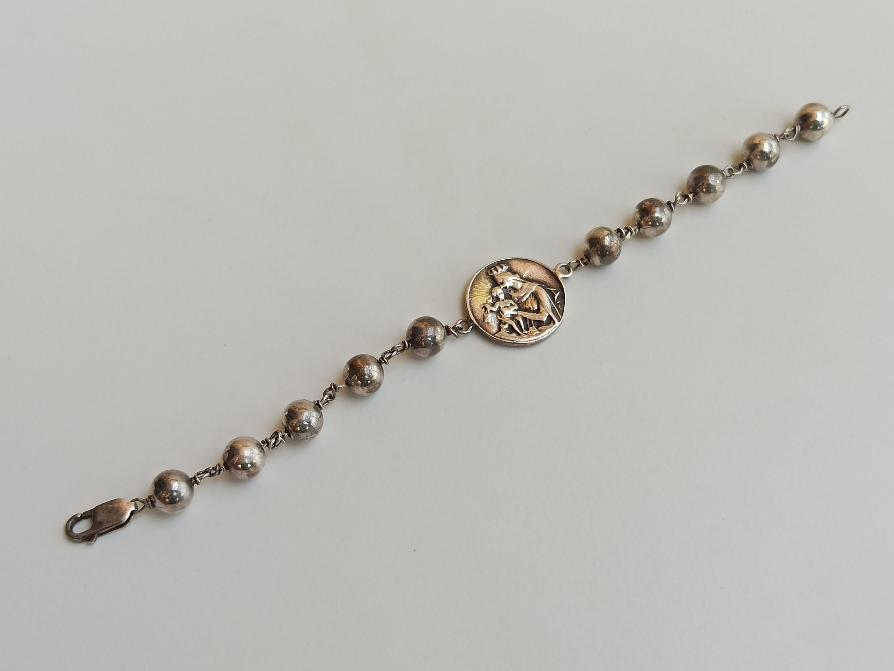 TYMONT S925 Sterling Zilveren Vintage Maagd Maria Ronde Plaquette