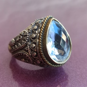 BRK Rock Crystal 925 srebrny pierścionek, pierścionek z kryształem górskim, srebrny pierścionek 925, pierścionek Vintage, srebrny pierścionek z kryształem, pierścionek z kryształem górskim, kryształ leczniczy