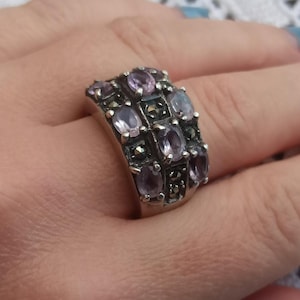 Rare Color Amethyst Silver Ring, Vintage Ring, Purple Crystal Ring, 925 Silver Ring, Silver Retro Ring, Ring With Gemstones, Antique Ring